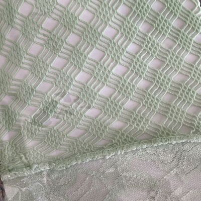 Lace Leggings Triple Patterned Fishnet Hosiery Regular Size Lime Green
